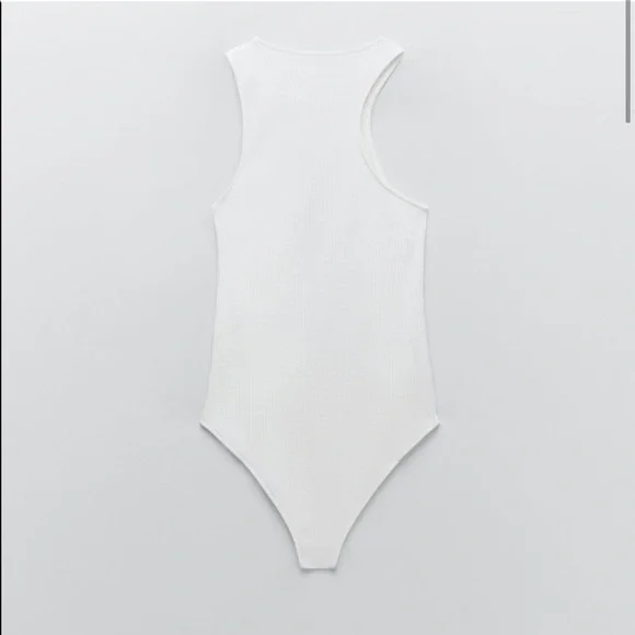 NWT Zara white Asymmetric Bodysuit - Picture 3 of 6